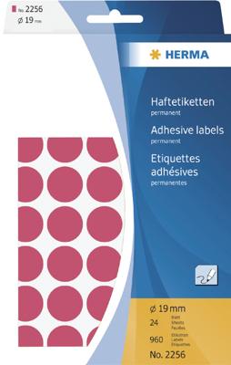 Etiket herma 2256 rond 19mm fluor rood 960st