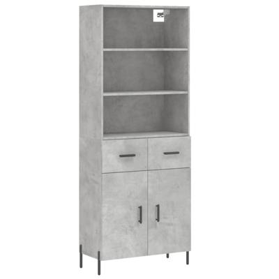 Hoge kast 69,5x34x180 cm bewerkt hout betongrijs