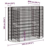 Gabion plantenbak verhoogd 120x50x100 cm gegalvaniseerd ijzer - thumbnail