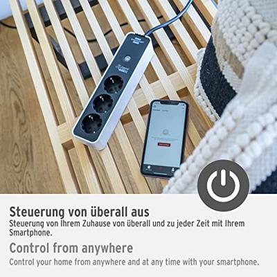 Brennenstuhl 1153230620 Smart Stekkerdoos | 3 Sockets | Schakelaar | Zwart - 1,5 meter