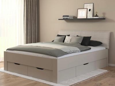 Bed LANDER 180x200 cm kasjmier/ivoorkleurig fluweel met lades