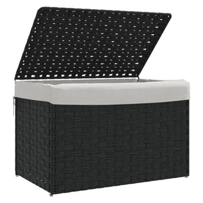 VidaXL Wasmand met deksel 55,5x35x34 cm poly rattan zwart VidaXL Wasmand met deksel 55,5x35x34 cm poly rattan zwart