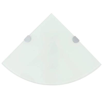 VidaXL Hoekschappen 2 st met chromen dragers 25x25 cm glas wit VidaXL Hoekschappen 2 st met chromen dragers 25x25 cm glas wit