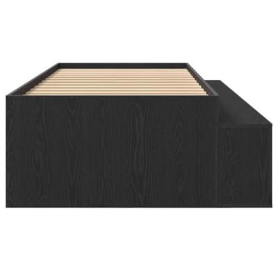 Opbergbedframe met opslag Zwart eiken 100 x 200 cm Bewerkt hout