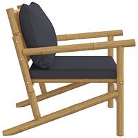 Tuinstoelen 2 st met donkergrijze kussens bamboe - thumbnail