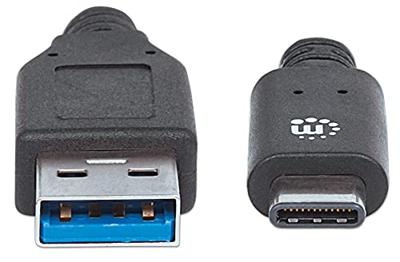 Manhattan USB-kabel USB 3.2 Gen1 (USB 3.0 / USB 3.1 Gen1) USB-A stekker, USB-C stekker 1.00 m Zwart UL gecertificeerd 353373