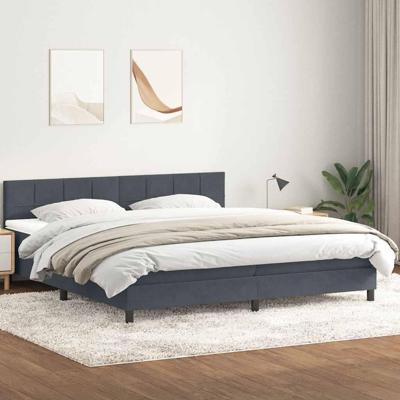 Boxspring met matras fluweel donkergrijs 180x210 cm