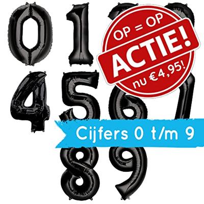 Folieballon Cijfer 3 Zwart (86cm)