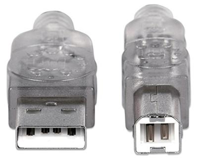 Manhattan 333405 USB-kabel USB 2.0 USB-A stekker, USB-B stekker 1.80 m Zilver