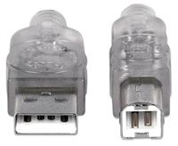 Manhattan USB-kabel USB 2.0 USB-A stekker, USB-B stekker 1.80 m Zilver 333405 - thumbnail