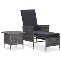 2-delige Loungeset met kussens poly rattan grijs - thumbnail
