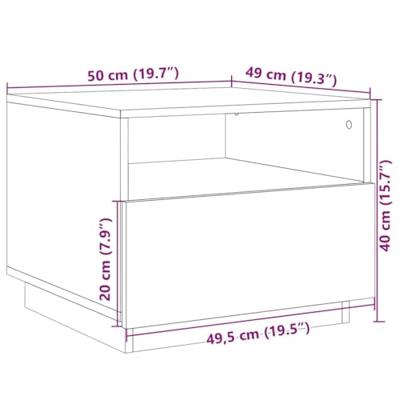 Salontafel met LED-verlichting 50x49x40 cm gerookt eikenkleurig