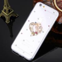 Voor iPhone 6 & 6s Diamond Encrusted bloem liefde patroon zachte TPU Case Back beschermkap - thumbnail