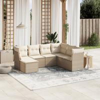 8-delige Loungeset met kussens poly rattan beige - thumbnail