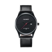 CAGARNY 6865 Fashion Dual Quartz beweging polshorloge met lederen Band(Black) - thumbnail