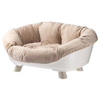 Ferplast Honden- en kattenbed met kussen, wasbaar honden- en kattenbed, gerecycled plastic, verhoogd bed voor kleine honden, ademend en antislip, SOFA' THRONE 73 x 55 xh 32 cm, wit - thumbnail