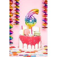 Folieballon Taart Topper Regenboog Cijfer 8 - 13 cm - thumbnail