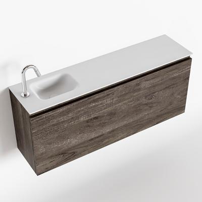 MONDIAZ OLAN 120cm toiletmeubel dark brown. LEX wastafel talc links 1 kraangat MONDIAZ OLAN 120cm toiletmeubel dark brown. LEX wastafel talc links 1 kraangat