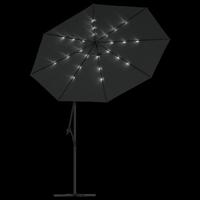Zweefparasol met LED-verlichting stalen paal 300 cm antraciet - thumbnail