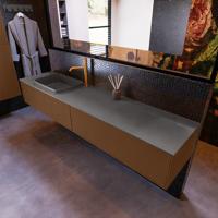 Badkamermeubelset Mondiaz Erin 200 cm met 2 Lades met RIDGE Wastafel Links Dark grey met 1 kraangat Greeploos Mat Rust - thumbnail