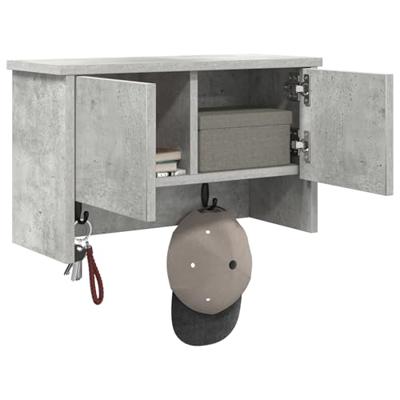 Wandgemonteerde kapstok Betongrijs 50 x 20 x 30 cm Bewerkt hout Wandgemonteerde kapstok Betongrijs 50 x 20 x 30 cm Bewerkt hout