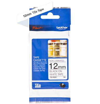 Brother TZe-N231 Labeltape ongelamineerd Kunststof Tapekleur: Wit Tekstkleur: Zwart 12 mm 8 m Brother TZe-N231 Labeltape ongelamineerd Kunststof Tapekleur: Wit Tekstkleur: Zwart 12 mm 8 m