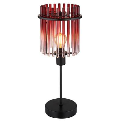 Globo Zwarte tafellampGorley met rood glas Ø 15cm - 15698TBR