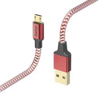 Hama Oplaadkabel Reflective USB-A - Micro-USB 1,5 M Nylon Rood - thumbnail