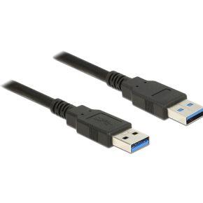 Delock 85063 USB-kabel USB 3.2 Gen1 USB-A stekker, USB-A stekker 3.00 m Zwart Vergulde steekcontacten