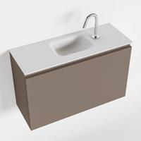 MONDIAZ OLAN 80cm toiletmeubel smoke. LEX wastafel talc midden 1 kraangat - thumbnail