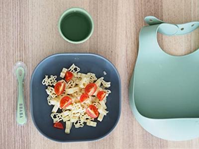 Serviesset 4 items silicone BEABA blauw