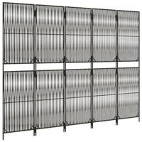 Kamerscherm 5 panelen poly rattan grijs - thumbnail