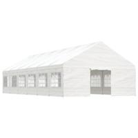 Prieel met dak 13,38x5,88x3,75 m polyetheen wit - thumbnail