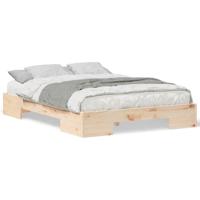 Bedframe met opslag Bruin 140 x 190 cm Massief grenenhout - thumbnail