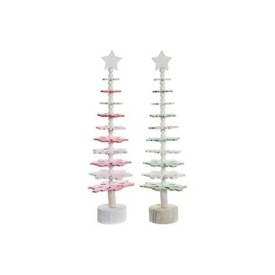 Kerstboom DKD Home Decor Hout MDF (2 pcs) (14 x 14 x 51 cm)