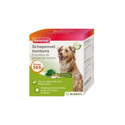 Beaphar Schapenvet bonbons met zeewier voor de hond 2 verpakkingen Beaphar Schapenvet bonbons met zeewier voor de hond 2 verpakkingen