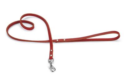 Hondenriem van leer 100cm x 10mm rood - thumbnail