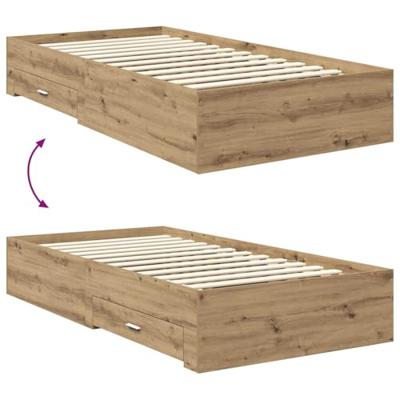 Bedframe met hoofdeinde Artisan Eiken 100 x 200 cm Bewerkt hout