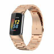 Metalen bandje - Rosé goud - Geschikt voor FitBit Charge 5 & 6 - thumbnail