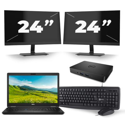 Dell Latitude 5580 - Intel Core i5-6e Generatie - 15 inch - 8GB RAM - 256GB SSD - Windows 11 + 2x 24 inch Monitor