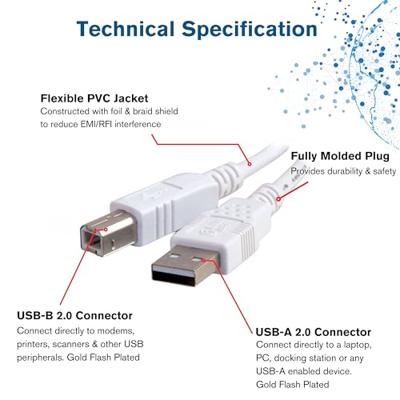 C2G USB 2.0 A/B Kabel 1 m - USB kabel (USB A, USB B, 1 m, 0.059 kg (0.13 lbs) Wit