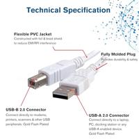 C2G - USB-kabel - USB (M) naar USB type B (M) - USB 2.0 - 5 m - wit - thumbnail