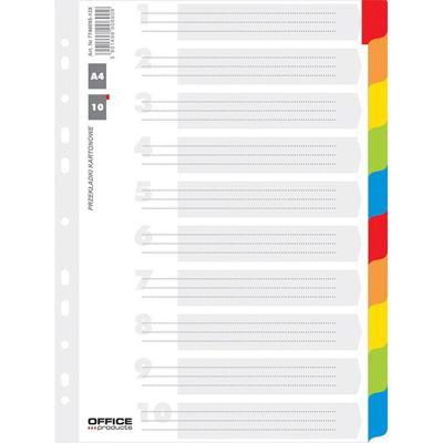 OFFICE products tabbladen, A4, karton, 11-gaatsperforatie, geassorteerde kleuren, 10 tabs