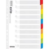 OFFICE products tabbladen, A4, karton, 11-gaatsperforatie, geassorteerde kleuren, 10 tabs - thumbnail