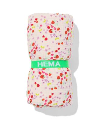 HEMA Kinder strandlaken 80x140cm mousseline bloemen (beige)