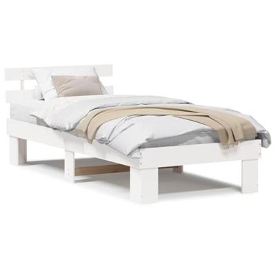 Bedframe met hoofdeinde Wit 100 x 200 cm Massief grenenhout