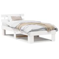 Bedframe met hoofdeinde Wit 75 x 190 cm Massief grenenhout - thumbnail