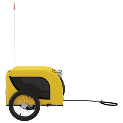 Hondenfietstrailer oxford stof en ijzer geel en zwart - thumbnail