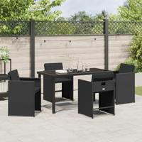 5-delige tuinset met kussens zwart poly rattan - thumbnail