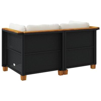 Tuinhoekbanken met kussens 2 st poly rattan zwart - thumbnail